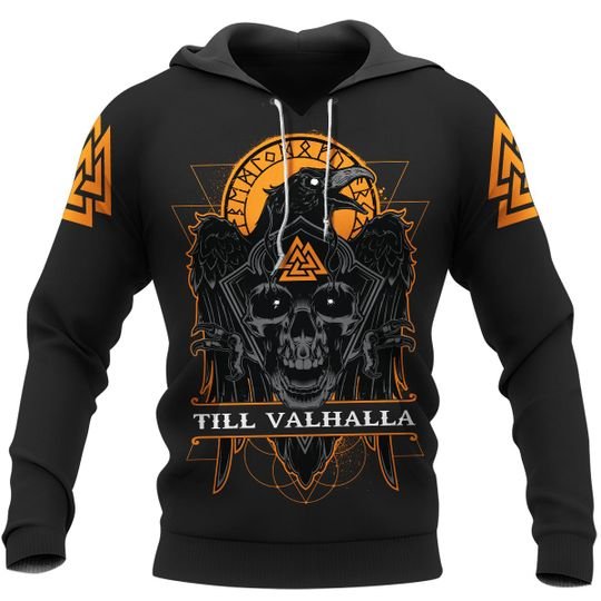 Till valhalla raven viking 3d all over print hoodie  – LIMITED EDITION