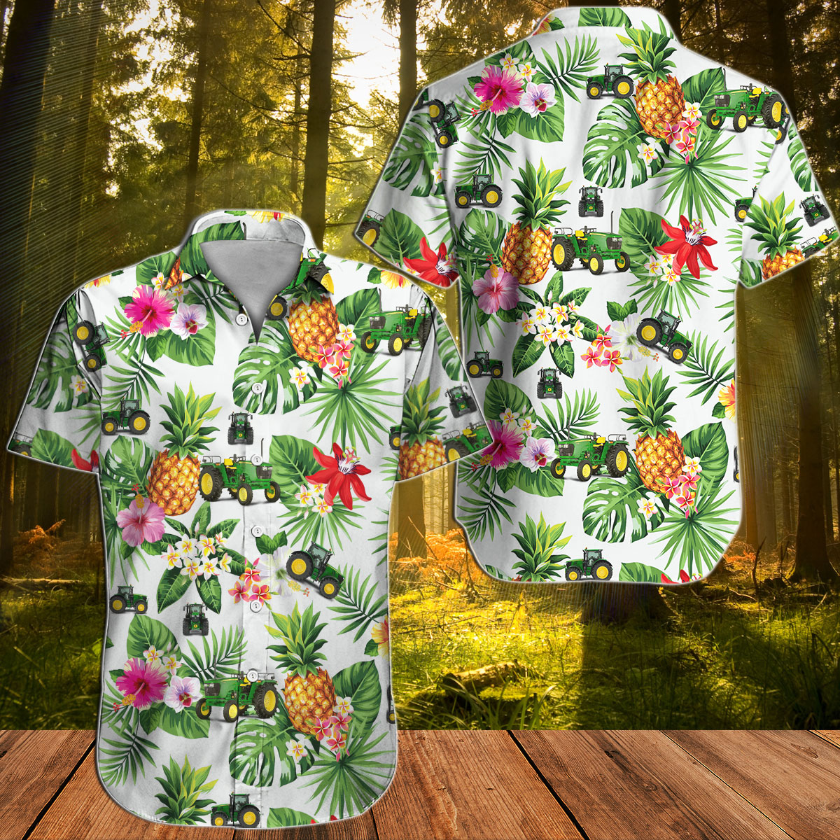 Tractor pineapple hawaiian shirt1