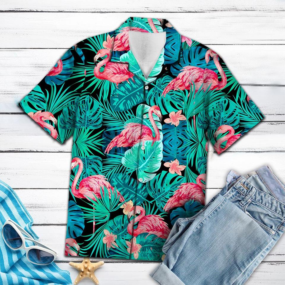 Tropical flamingo hawaiian shirt
