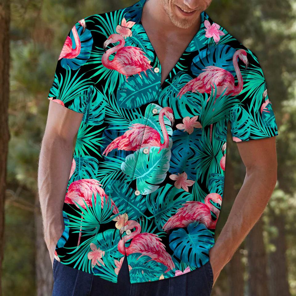 Tropical flamingo hawaiian shirt2