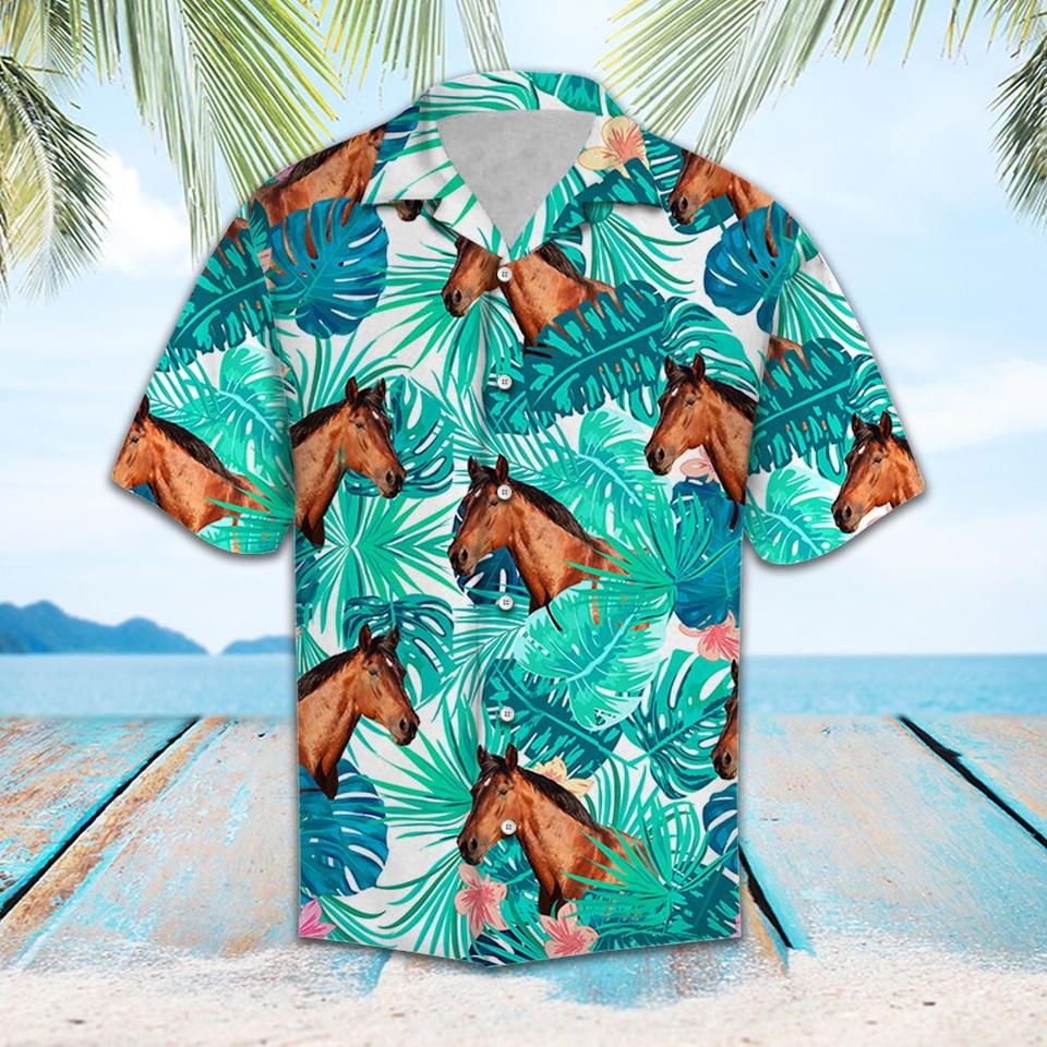 Tropical leaf and horses hawaiian shirt – LIMITED EDITION