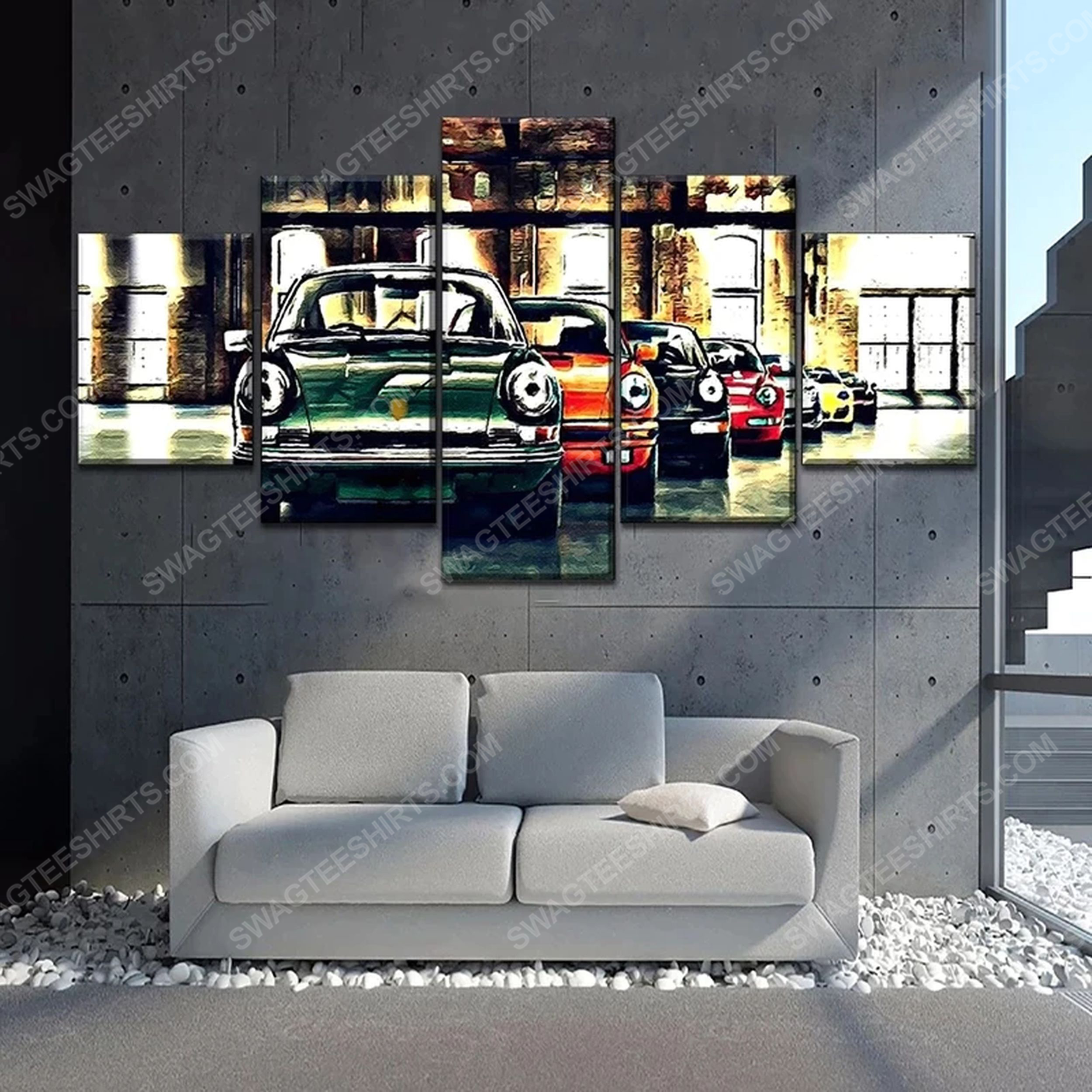[special edition] Vintage colorful cars print painting canvas wall art home decor – maria