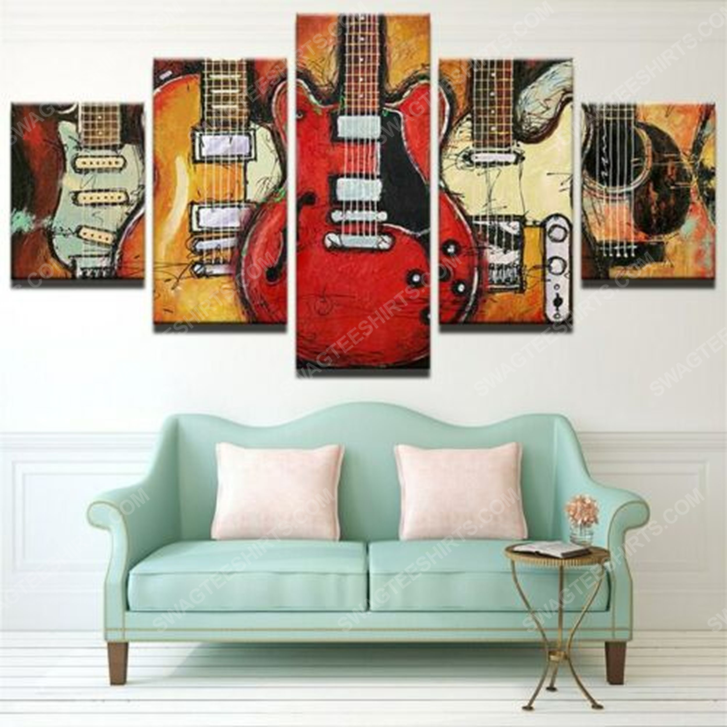 [special edition] Vintage guitars music print painting canvas wall art home decor – maria