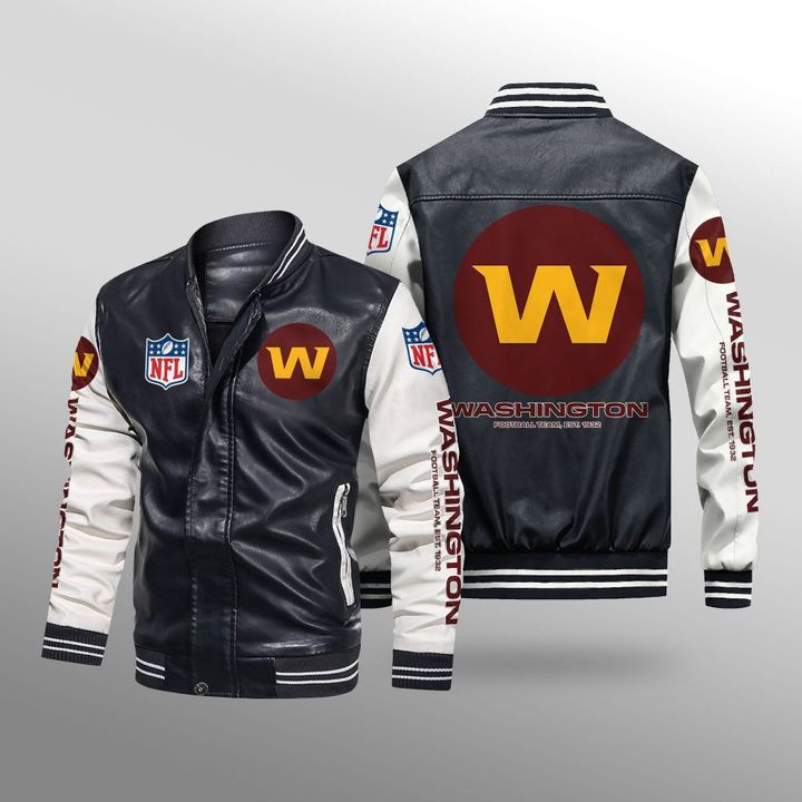 Washington Football Team Leather Bomber Jacket -BBS