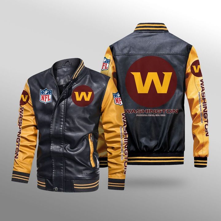 Washington Football Team Leather Bomber Jacket2