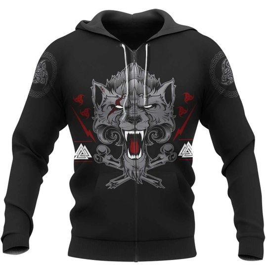 Wolf of odin viking 3d all over print hoodie2