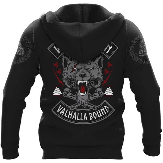 Wolf of odin viking 3d all over print hoodie3