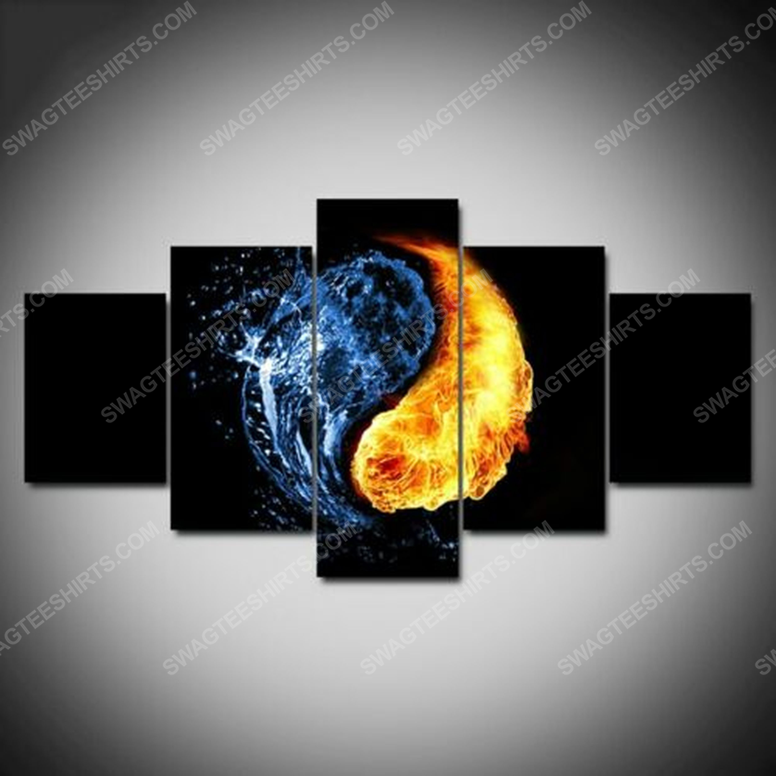 [special edition] Yin yang water flame print painting canvas wall art home decor – maria