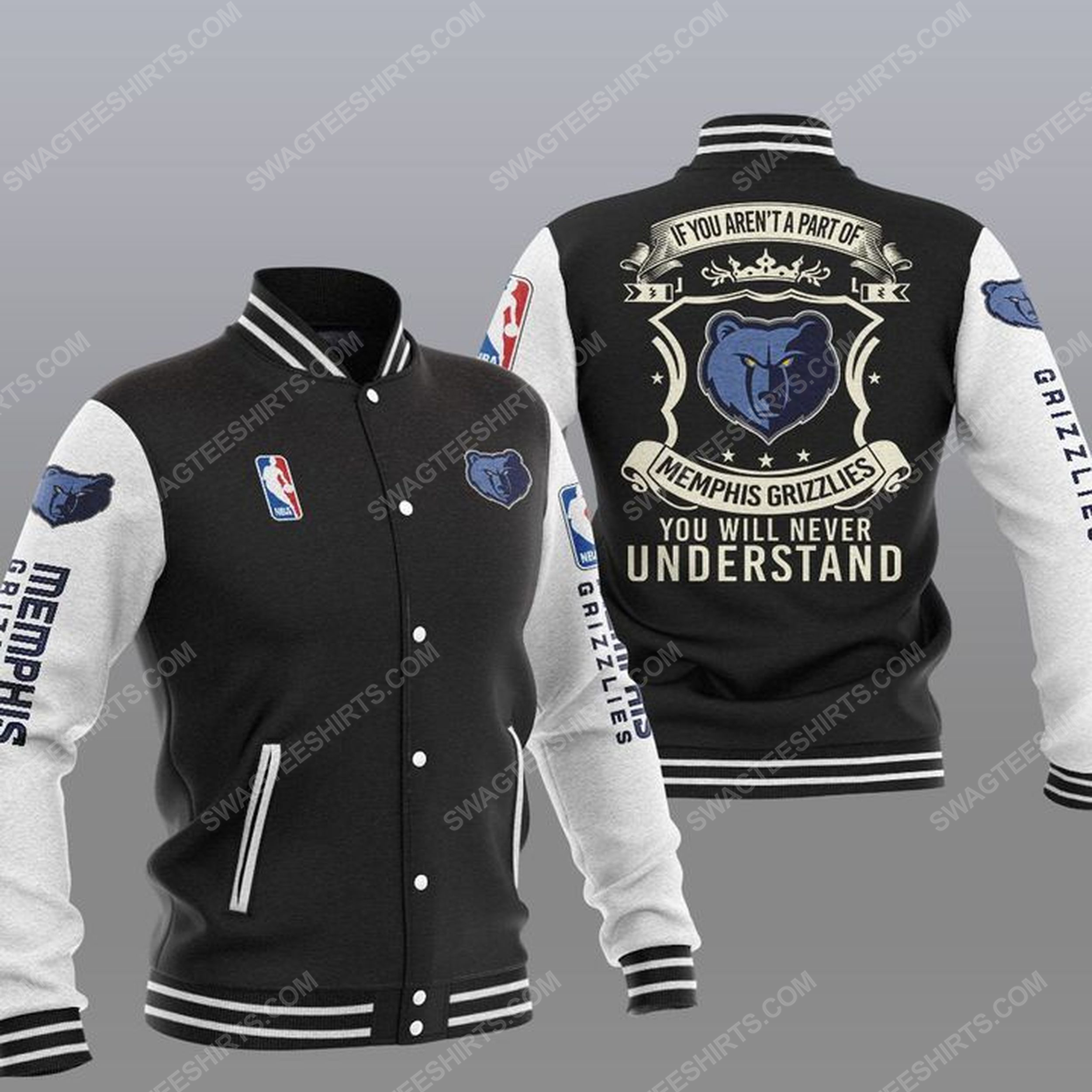 You will never understand memphis grizzlies all over print baseball jacket - black 1
