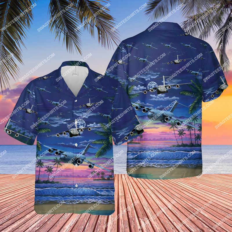 [special edition] boeing c-17 globemaster iii all over print hawaiian shirt – maria