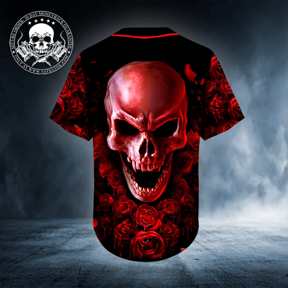 10-Ghost Rose Blood Skull Personalized Baseball Jersey (4)