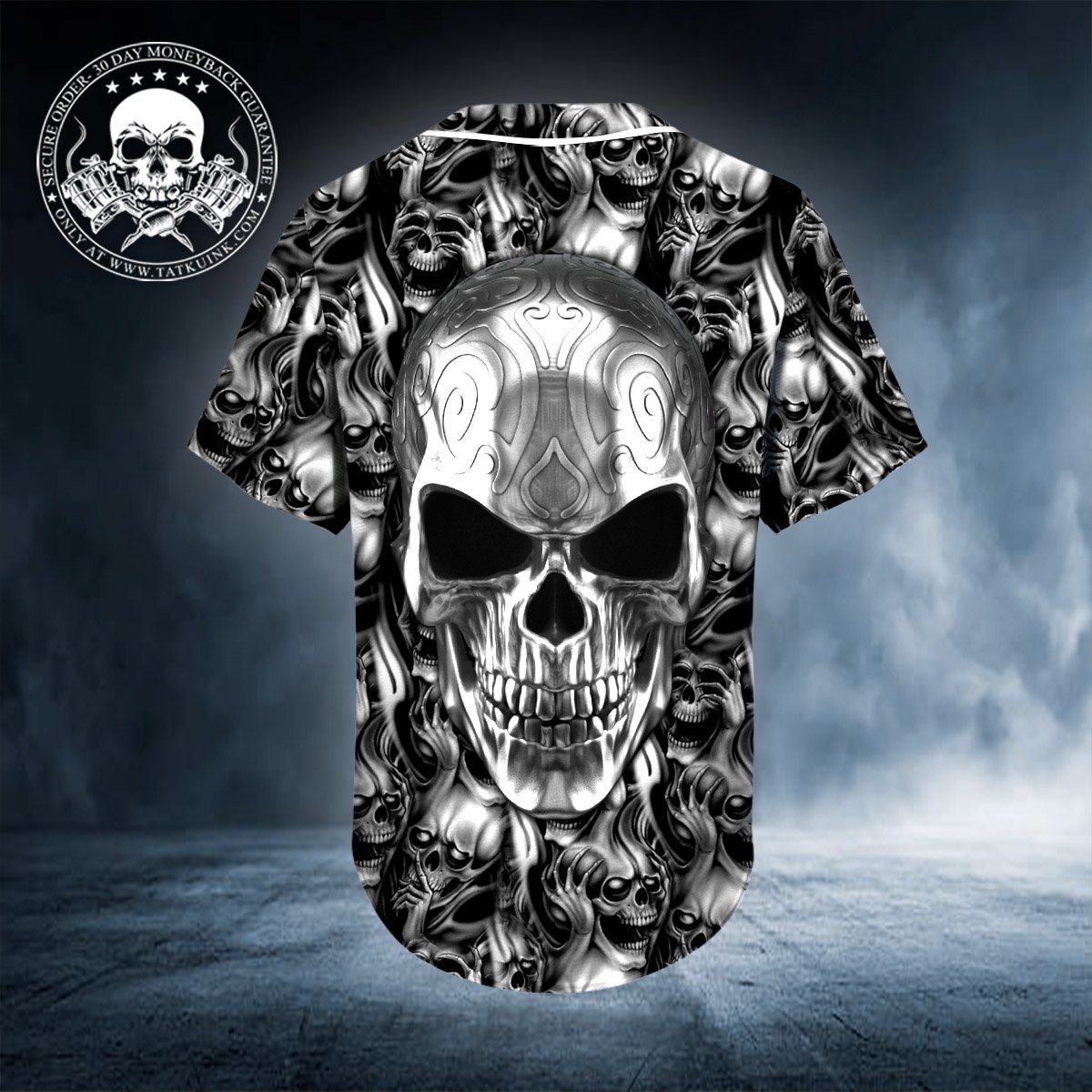 12-Ghost Silver Skull Personalized Baseball Jersey (3)
