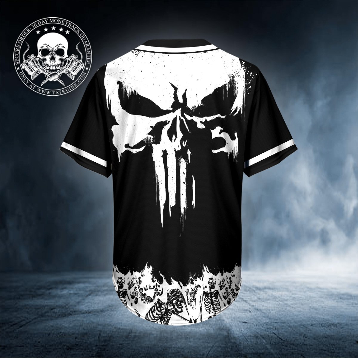 17-Ghost Head Personalized Skull Baseball Jersey (4)