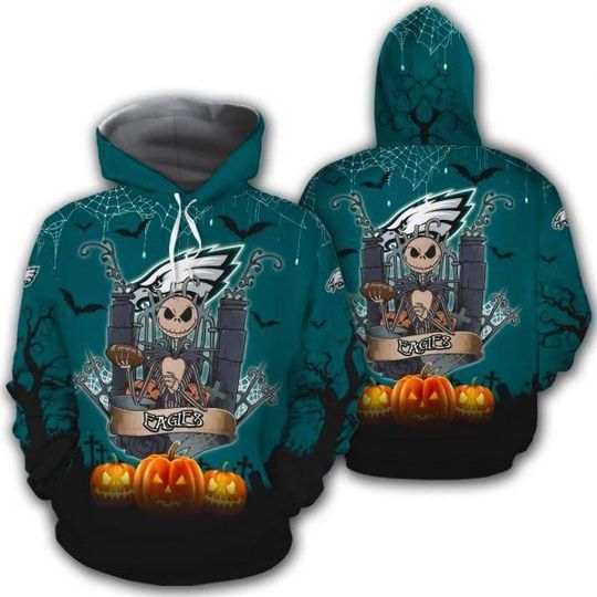 24-Jack Skellington Philadelphia Eagles 3d hoodie (1)