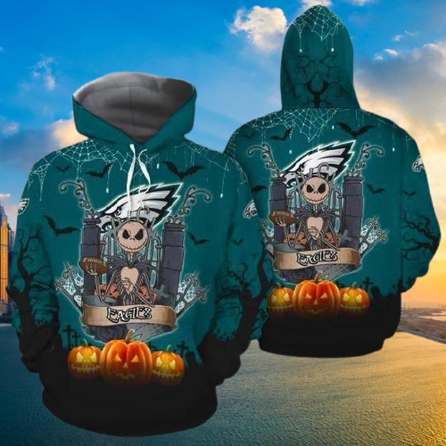 24-Jack Skellington Philadelphia Eagles 3d hoodie (2)