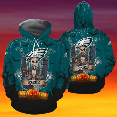 24-Jack Skellington Philadelphia Eagles 3d hoodie (3)