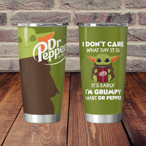 27-Baby Yoda Dr Pepper I dont care what day it is Its early Im Grumpy I want coke Tumbler (4)