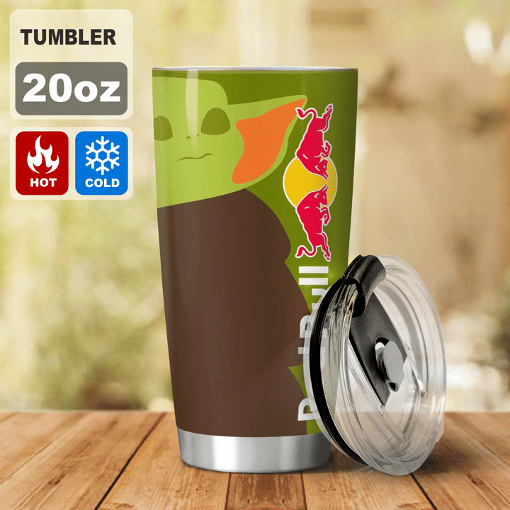 30-Baby Yoda Red Bull I dont care what day it is Its early Im Grumpy I want coke Tumbler (2)