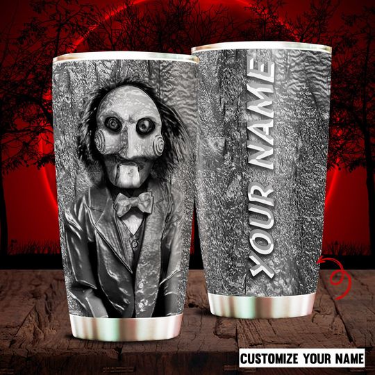 Personallized Saw Billy Puppet Mask custom name tumbler  – BBS