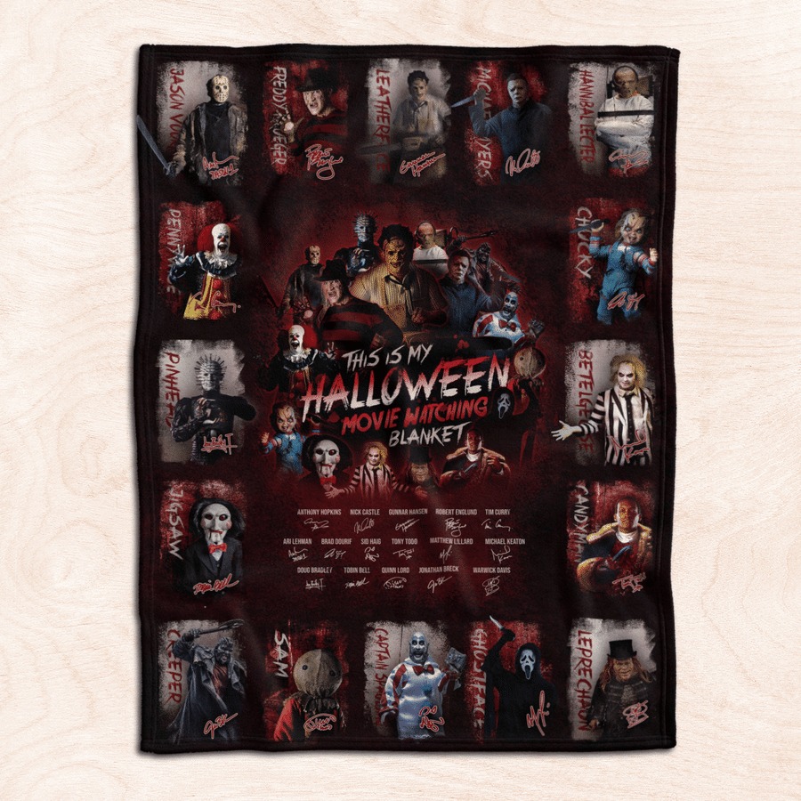 All classic horror movies characters this is my halloween watching movie blanket 1