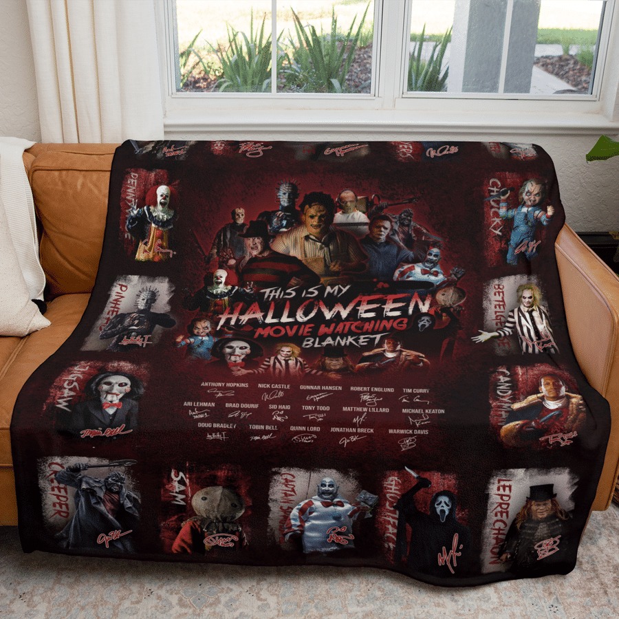 All classic horror movies characters this is my halloween watching movie blanket 2