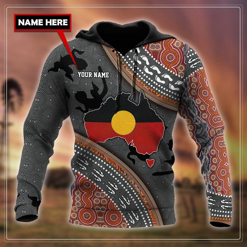 Australia map Aboriginal dots custom personalized name 3d shirt, hoodie