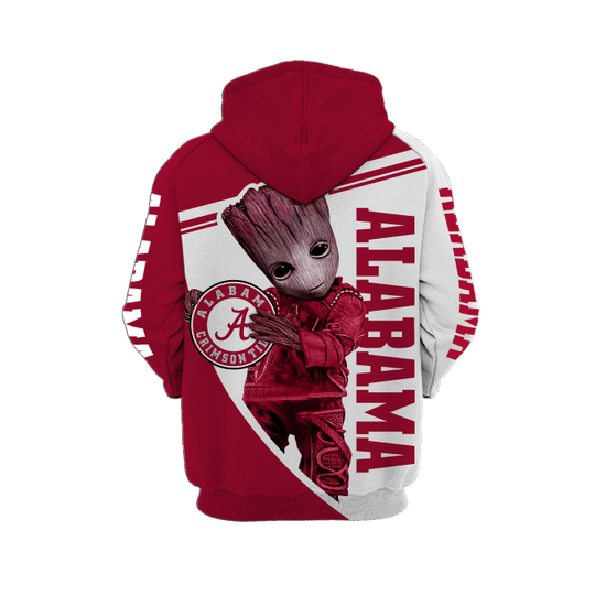 Baby Groot Alabama crimson tide 3d all over print hoodie2