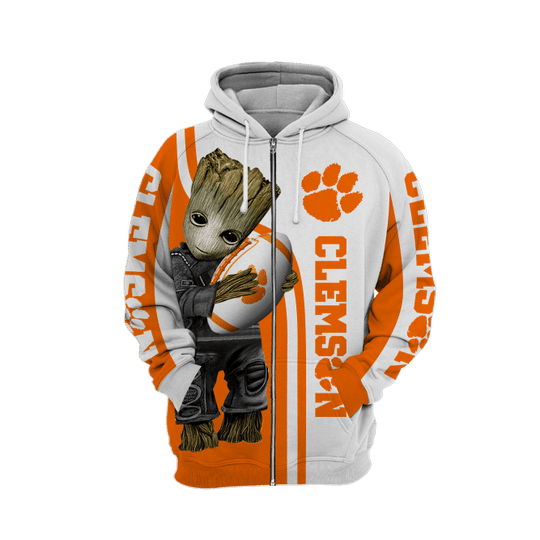 Baby Groot Clemson tigers 3d all over print hoodie3