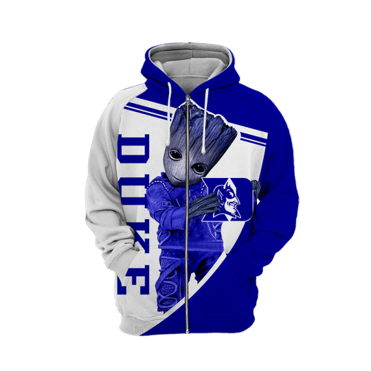 Baby Groot Duke blue devils 3d all over print hoodie3