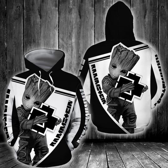 Baby Groot Rammstein 3d all over print hoodie