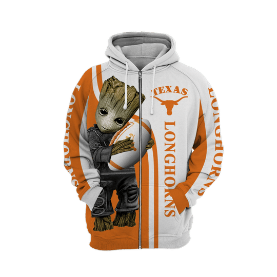 Baby Groot Texas longhorns 3d all over print hoodie3