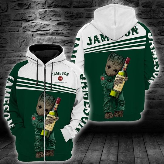 Baby Groot jameson irish whiskey 3d all over print hoodie
