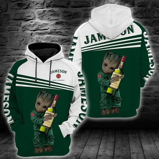 Baby Groot jameson irish whiskey 3d all over print hoodie1