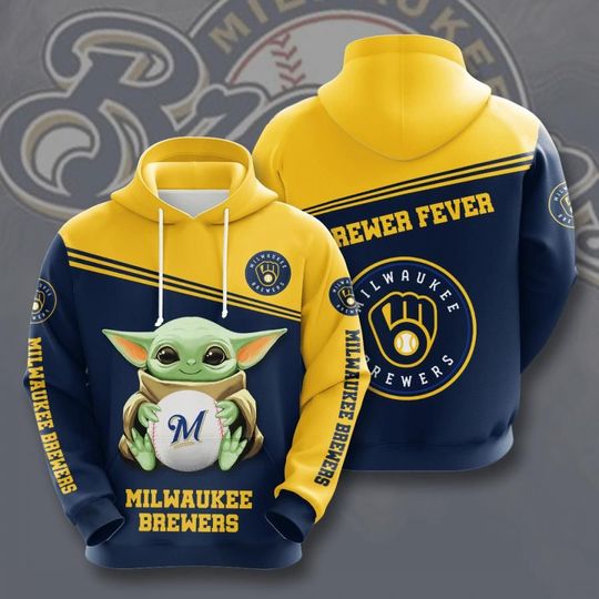 Baby Yoda Milwaukee brewers 3d all over print hoodie