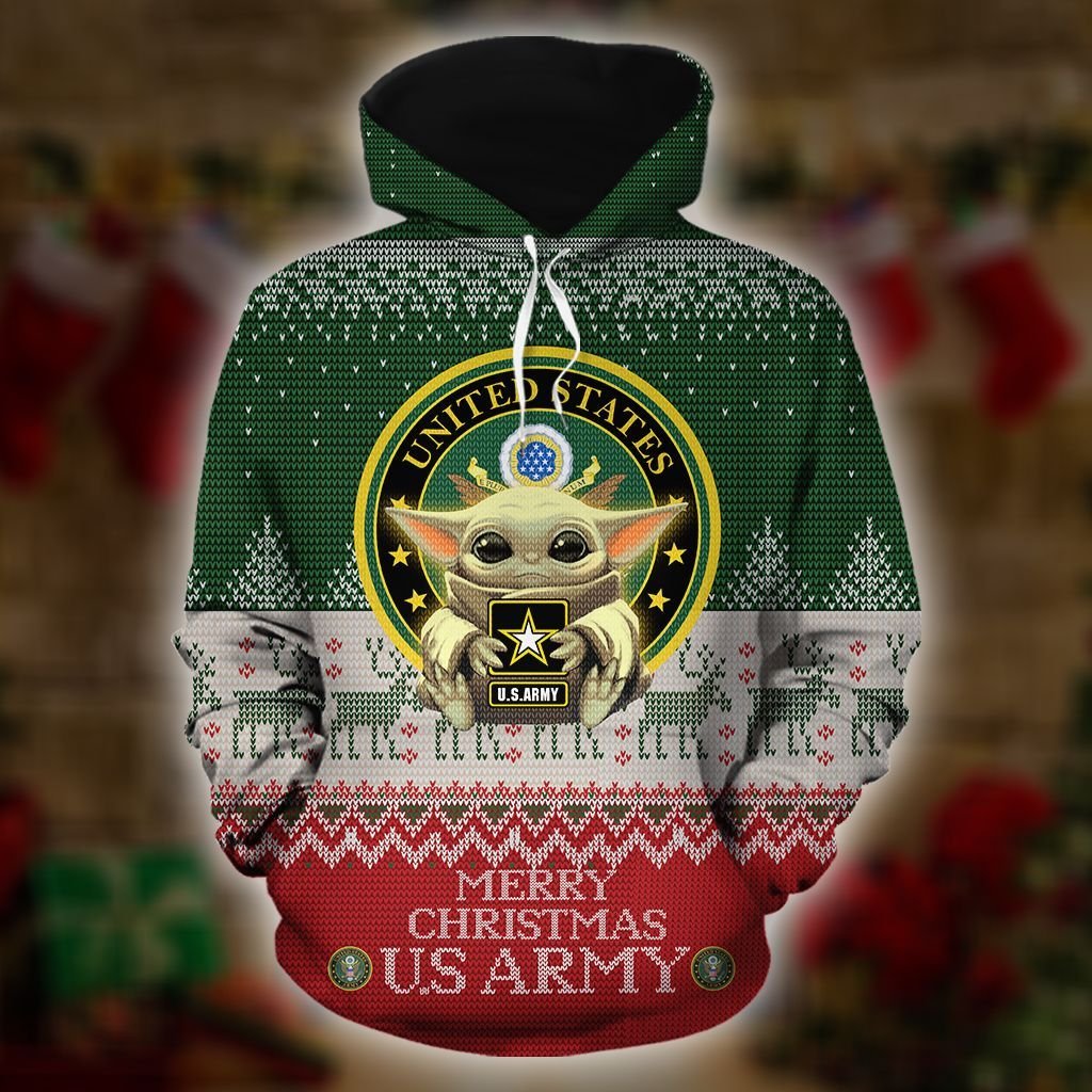 Baby Yoda US Army Merry Christmas 3d Hoodie (1)