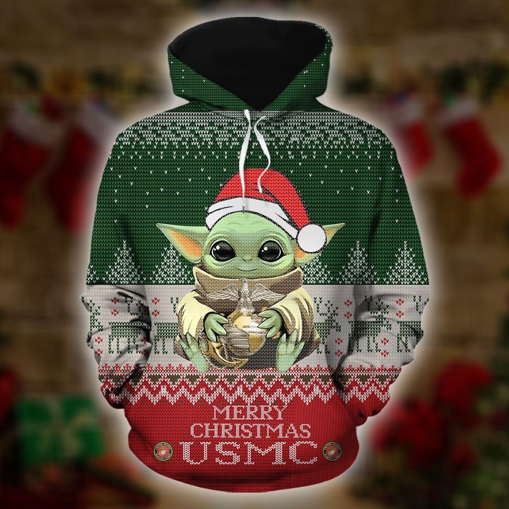 Baby Yoda US Marine Merry Christmas 3d Hoodie – LIMITED EDITION