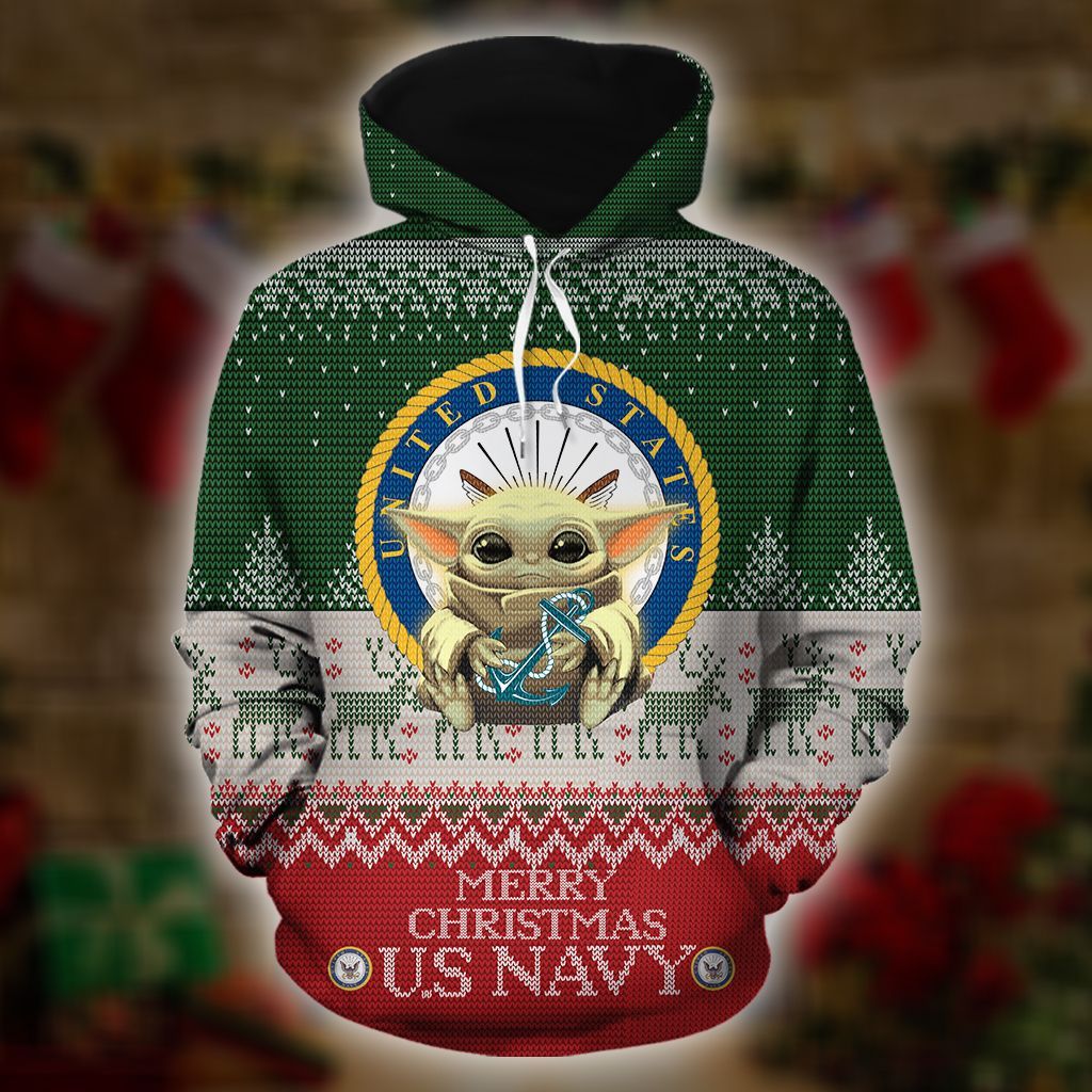 Baby Yoda US Navy Merry Christmas 3d Hoodie – LIMITED EDITION