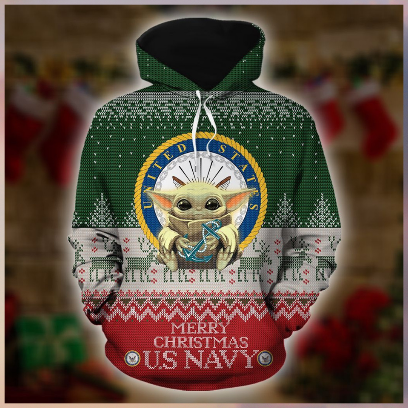 Baby Yoda US Navy Merry Christmas 3d Hoodie