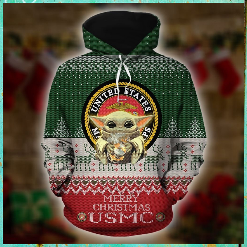 Baby Yoda United States Marine Corps Merry Christmas 3d Hoodie – LIMITED EDITION