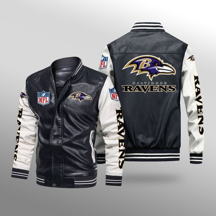 Baltimore Ravens Leather Bomber Jacket 1