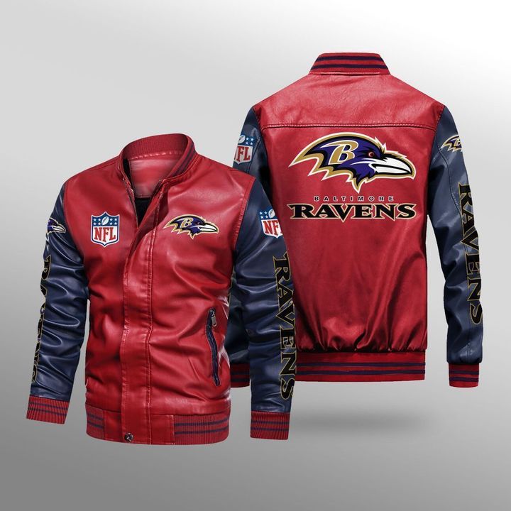 Baltimore Ravens Leather Bomber Jacket 2