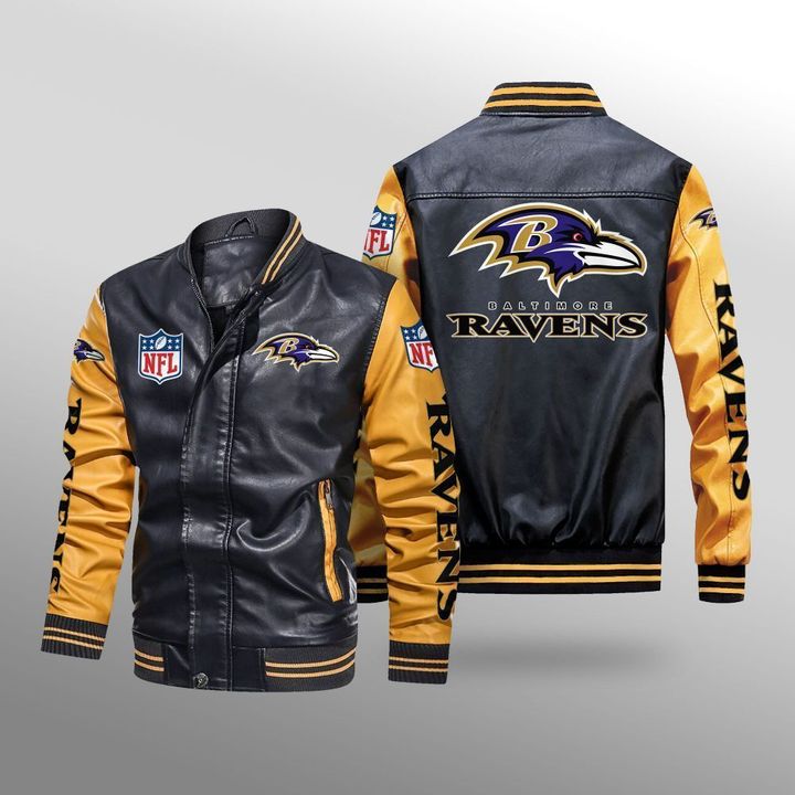 Baltimore Ravens Leather Bomber Jacket 3