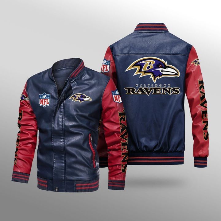 Baltimore Ravens Leather Bomber Jacket 4
