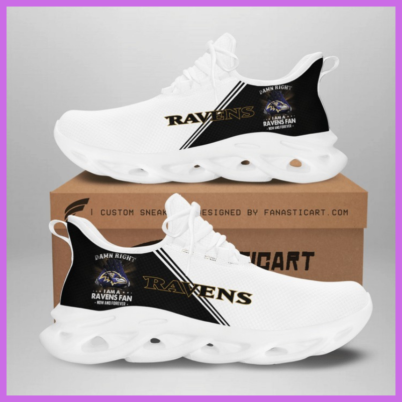 Baltimore Ravens damn right i am a Ravens fan clunky max soul shoes – LIMITED EDITION