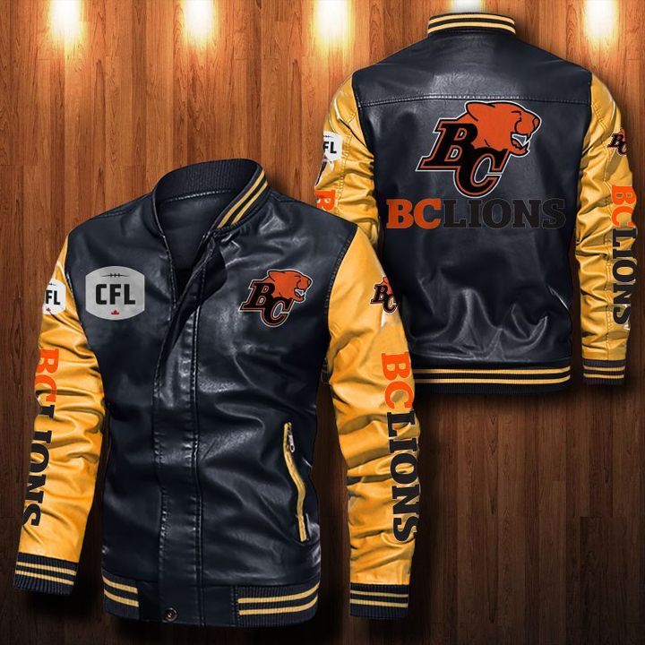 Bc Lions Leather Bomber Jacket 3