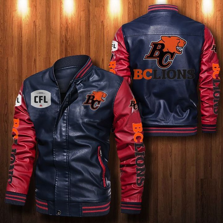 Bc Lions Leather Bomber Jacket 4