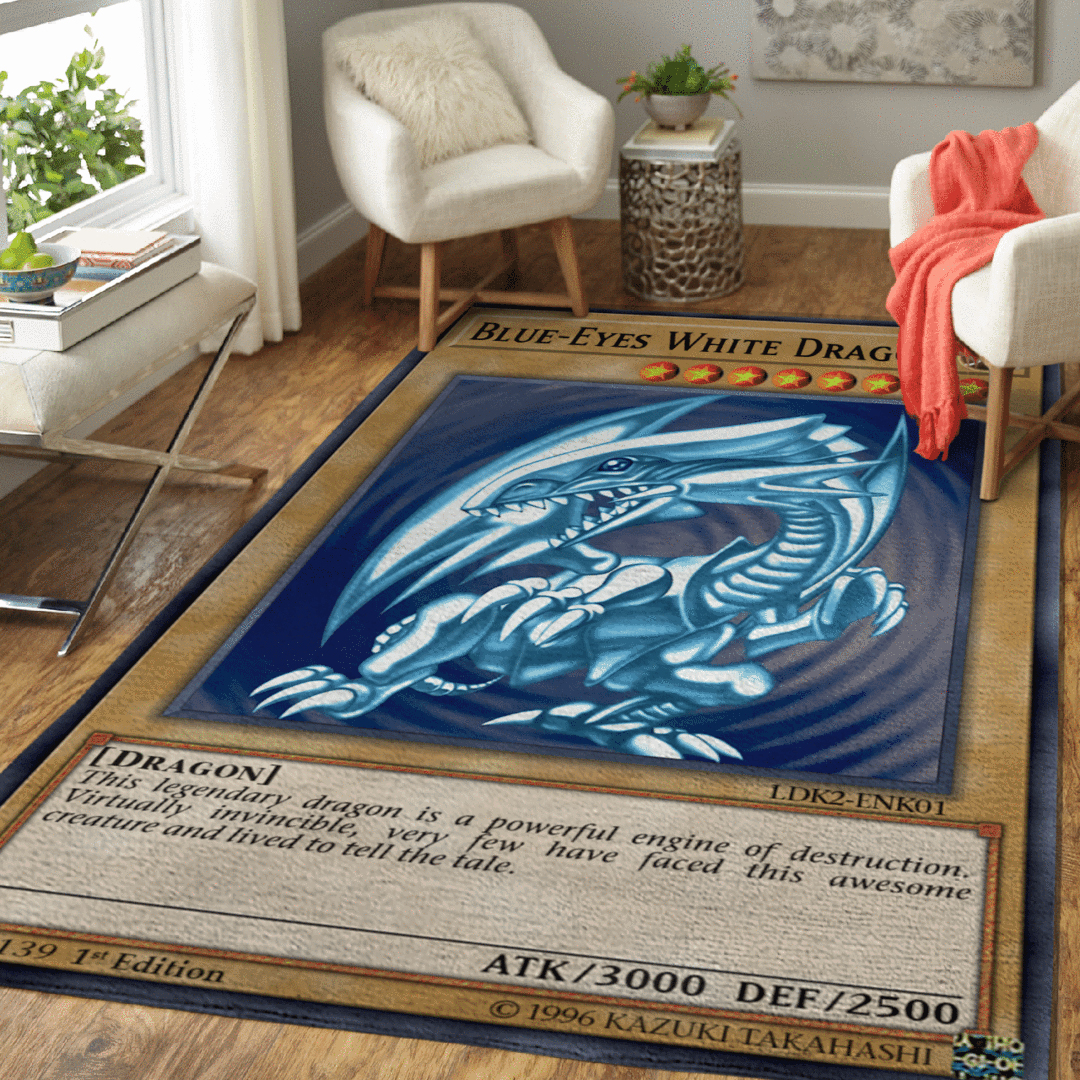 Blue-Eyes White Dragon card rug