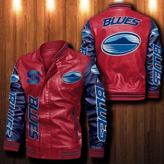 Blues Rugby Leather Bomber Jacket1