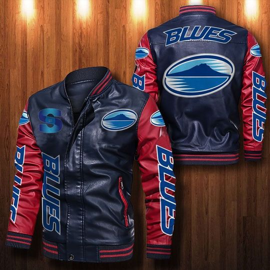Blues Rugby Leather Bomber Jacket2