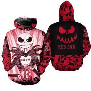 Boston red sox jack skellington halloween 3d all over print hoodie4